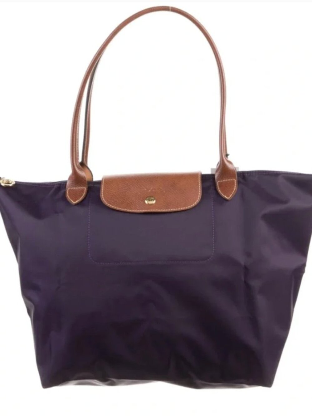 Longchamp Le Pliage Eggplant Shopping Tote Bag